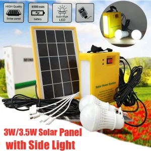 Générateur de panneau d&rsquo;énergie solaire, kit de système domestique avec 3 ampoules LED, lampe solaire, lumière de secours, 4 têtes, chargement USB pour jardin extérieur
