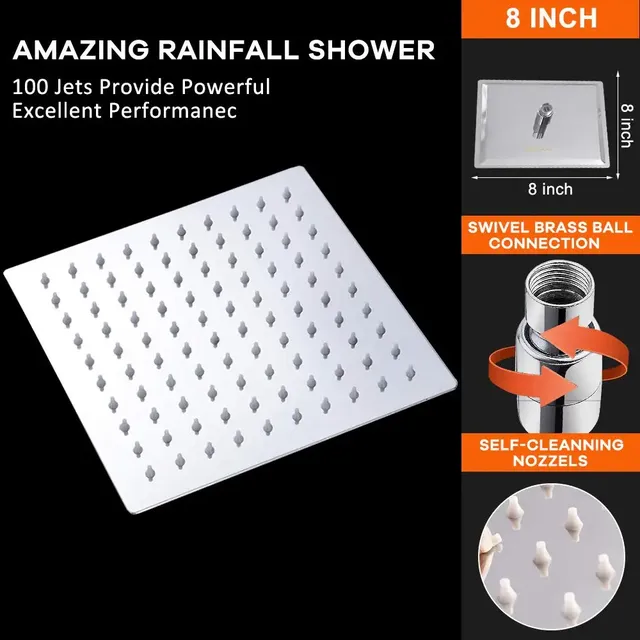Pommeau de douche de pluie 8 pouces grand pommeau de… – vue 3