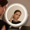Miroir maquillage LED rond socle métal noir mat verre… – vue 2