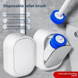 Brosse de toilette jetable avec têtes remplaçables – Montage mural sans perceuse, parfaite pour la salle de bain et l&rsquo;usage domestique!