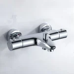 Mélangeur de salle de bains thermostatique professionnel, robinet de douche mural en laiton chromé avec contrôle de température pour baignoire