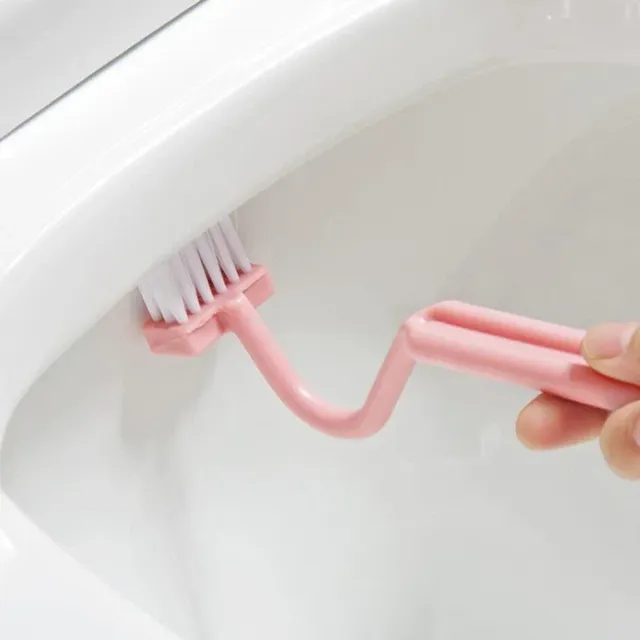 Brosse WC S courbée tête nylon poils blancs manche…