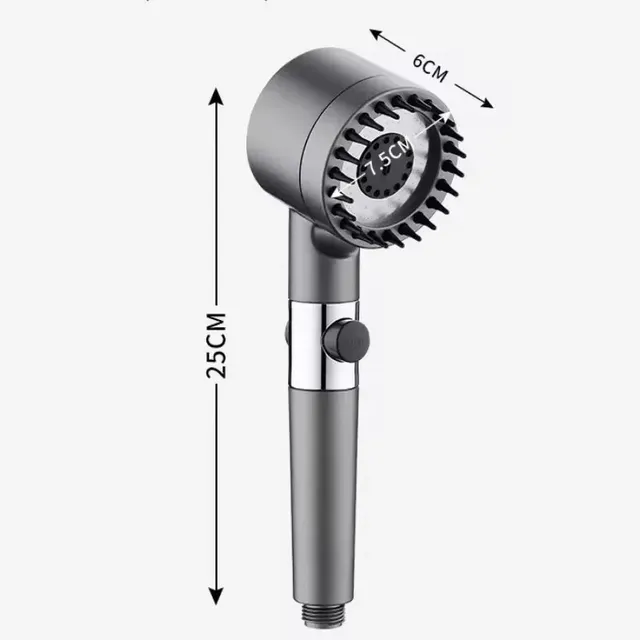 Pommeau douche main multijets cylindrique gris métallisé… – vue 6