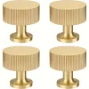 Boutons d&rsquo;armoire rétro en laiton, poignées nervurées élégantes pour tiroirs, coiffeuses, poignées d&rsquo;armoire modernes en métal doré pour la maison