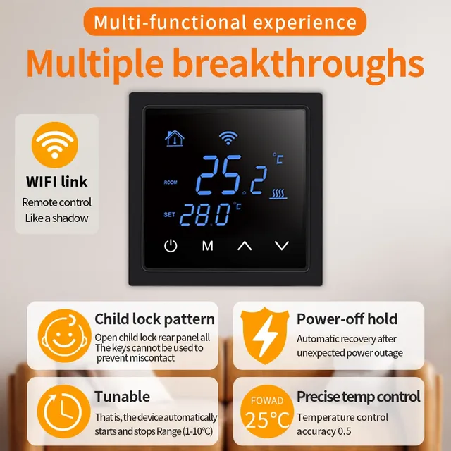 Thermostat mural connecté WiFi intelligent tactile écran… – vue 2