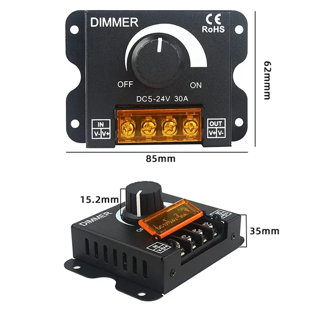 DC 12V 24V 30A 360W LED variateur 12 24 V Volt 30A 360W… – vue 3