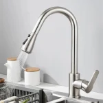 Les robinets chauds et froids en acier inoxydable dans la cuisine peuvent être tournés tirés et étendus pour une utilisation dans la cuisine et la salle de bain