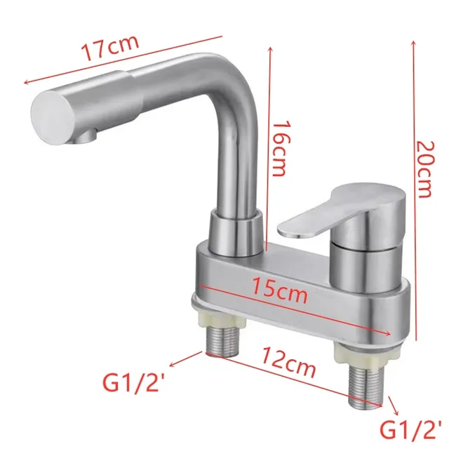 Robinet de lavabo de bain brossé en acier inoxydable 304 – vue 6