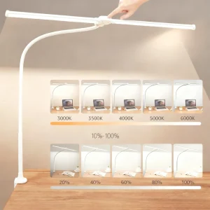Lampe de bureau Led à interrupteur tactile pour le bureau à domicile, lumière d&rsquo;architecte de soins oculaires avec pince, lampe à pince de Table pour moniteur d&rsquo;ordinateur à Double tête