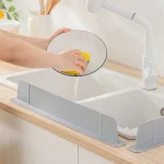 Plaque de Retenue d&rsquo;Eau pour Comptoir de Cuisine, Bande Anti-Éclaboussure pour Lavabo de Salle de Bain, Lavabo en Silicone