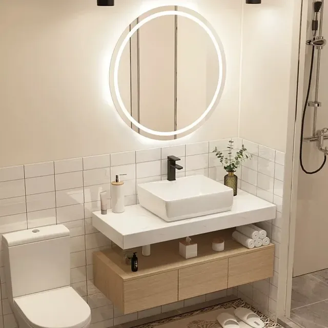 Meuble vasque céramique intégré plan marbre synthétique… – vue 4