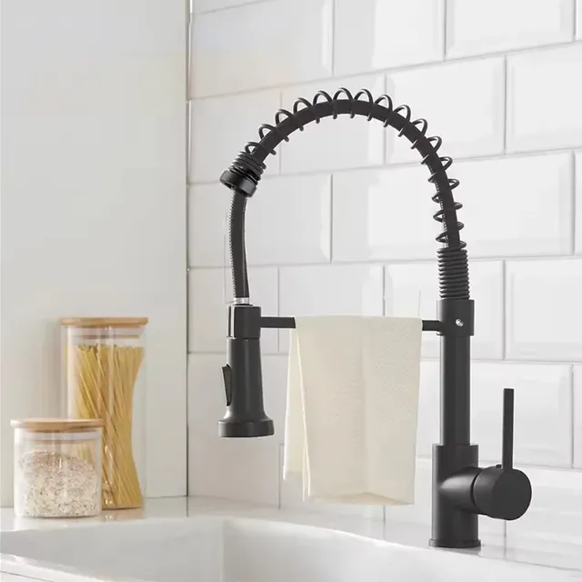 Robinet de cuisine extractible noir mat – vue 3