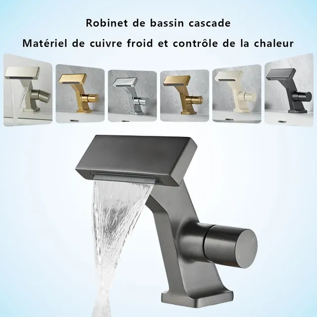 Lavabo Cascade en Laiton Chaud et Froid Robinets d'Eau à… – vue 2