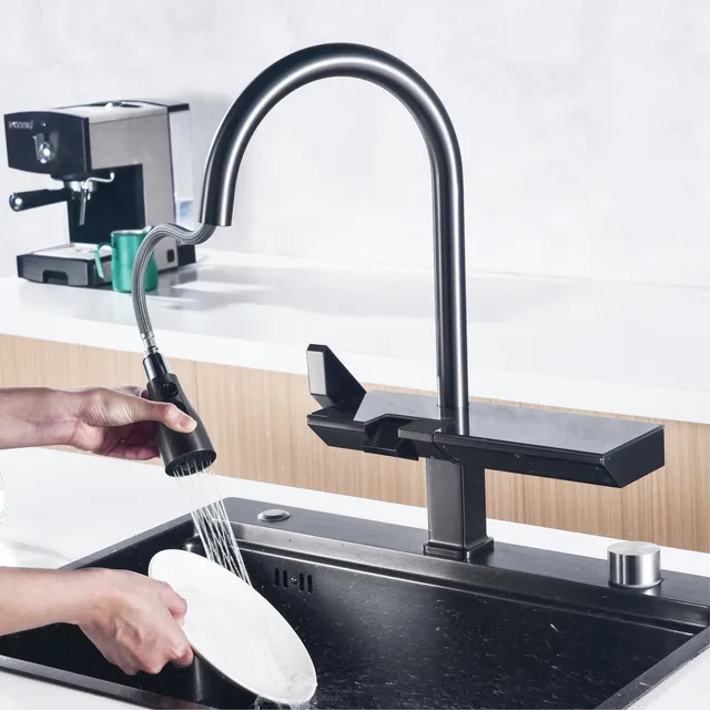 Robinet de cuisine gris en laiton avec affichage… – vue 3