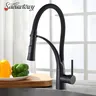 Robinet de cuisine extractible chromé avec tuyau noir… – vue 1