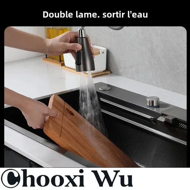 Mitigeur cuisine cygne inox brossé douchette extractible… – vue 4