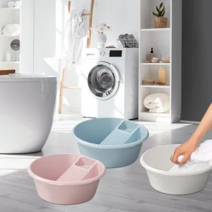 Planche à laver à la main coordonnante, baignoire à linge, ark en plastique avec planche à laver pour chemisiers, t-shirts ménagers, pantalons, chaussettes