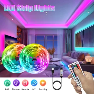 Bande lumineuse LED intelligente, avec télécommande infrarouge sans fil, changement de couleur et synchronisation de la musique avec contrôle par application et télécommande, alimentation USB Bande lumineuse LED intelligente, avec télécommande infrarouge sans fil, changement de couleur et synchronisation de la musique avec contrôle par application et télécommande, alimentation USB