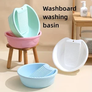 Lavabo antidérapant portable avec planche intégrée pour laver les vêtements, la maison et l&rsquo;extérieur.