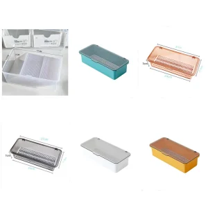 Boîte de rangement pour couverts en plastique T1 avec couvercle et doublure de proximité, porte-couverts, porte-ustensiles, cuillère, fourchette