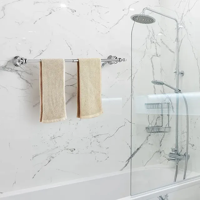 Ensemble accessoires bain mural chrome cristaux porte… – vue 3