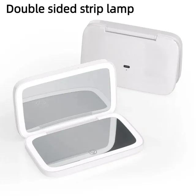 Miroir maquillage LED double face pliable portable rose… – vue 6