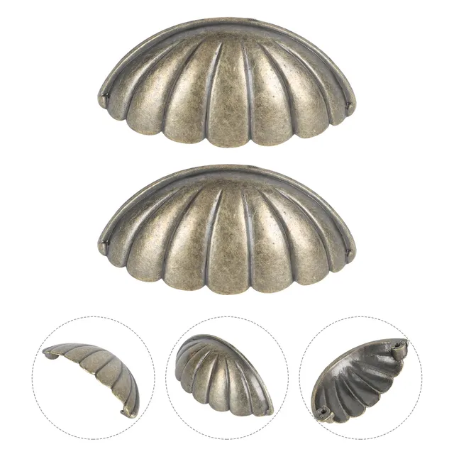 Lot six poignées coquille demi lune cannelées alliage… – vue 5