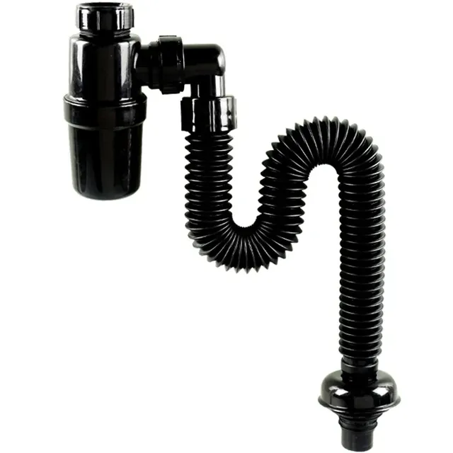 Siphon lavabo vidange déodorant antiodeur noir inox… – vue 5