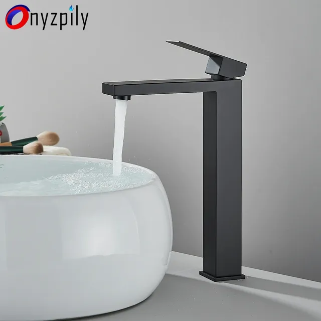 Robinet de lavabo de salle de bains noir mat – vue 2
