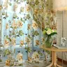 Rideau voilage tulle polyester transparent brodé floral… – vue 1