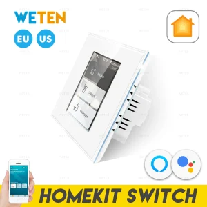 Homekit-Joli Intelligent Wifi pour Rideau, Panneau Tactile à Écran LCD, avec Lumière Ambiante LED RGB, pour Alexa Google Home
