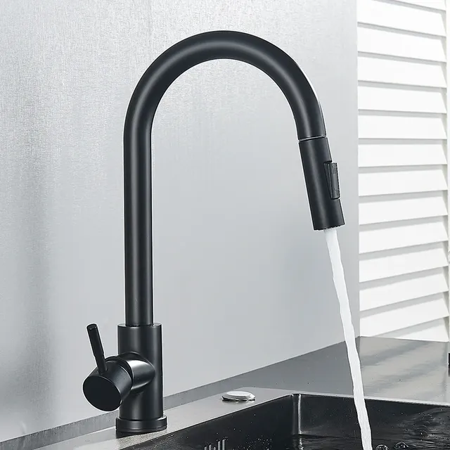 Robinet de cuisine noir flexible à nervures – vue 2