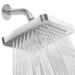 Pommeau de douche à haute pression de 6 pouces, avec bras, pomme de douche à grand débit, buses Anti-colmatage, douche supérieure, accessoires de salle de bains