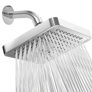 Pommeau de douche à haute pression de 6 pouces, avec bras, pomme de douche à grand débit, buses Anti-colmatage, douche supérieure, accessoires de salle de bains Pommeau de douche à haute pression de 6 pouces, avec bras, pomme de douche à grand débit, buses Anti-colmatage, douche supérieure, accessoires de salle de bains