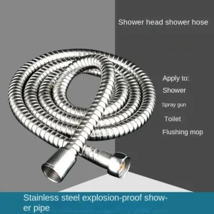 Tuyau de douche Flexible noir/argent de 1.5M, en acier inoxydable, Long, Extension de tuyau de douche de salle de bains, accessoires de salle de bains