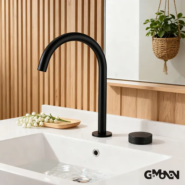 Robinet de lavabo noir mat à 2 trous – vue 2