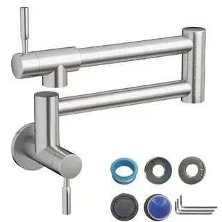Robinet mural articulé cuisine laiton or rose finition inox brossé…