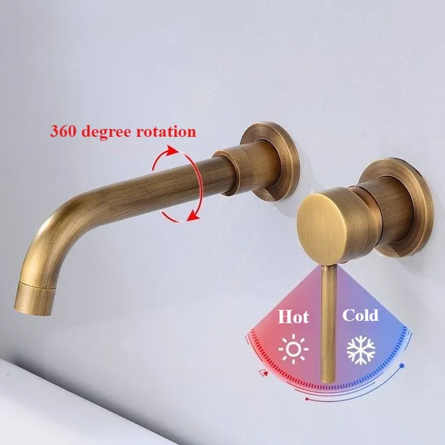 Brushed Gold Basin Faucet Concealed Wall Mounted Faucet… – vue 2