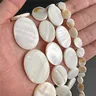 Perles ovales en coquillage naturel pour bijoux – vue 1