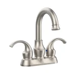 Robinet de bain en laiton brossé HO4 pouces, eau chaude et froide, grue montée sur pont, style américain, bassin de centre commercial, brosse dorée