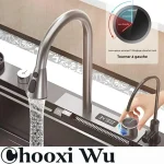 Plan coulissant multifonctionnel CHOOXIWU-A adapté à la cuisine, évier de cuisine à affichage numérique Plan