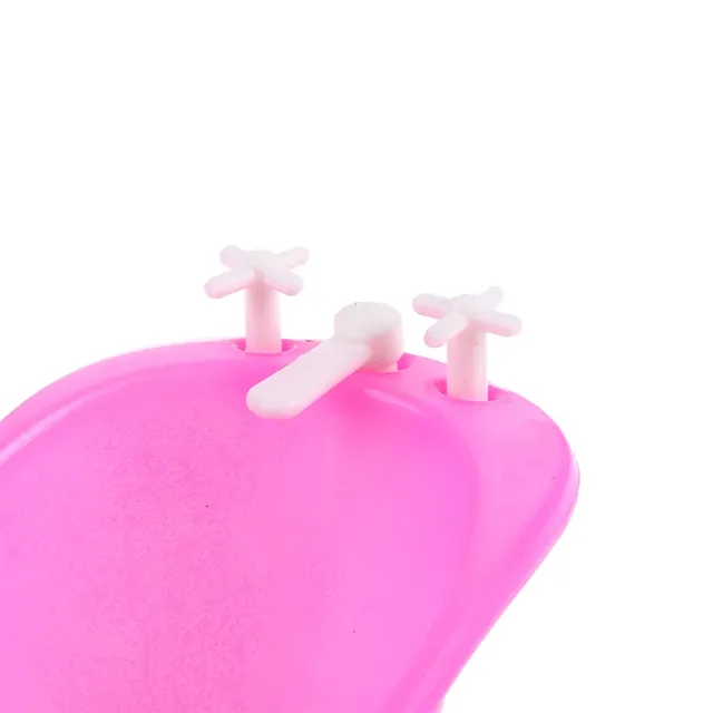 Baignoire miniature poupée plastique rigide rose vif… – vue 5
