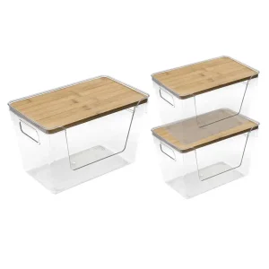 Bacs organisateurs de cuisine avec couvercle en bambou, gain de place, mallette de rangement pour pommes de terre, oignon, produits de fruits et légumes