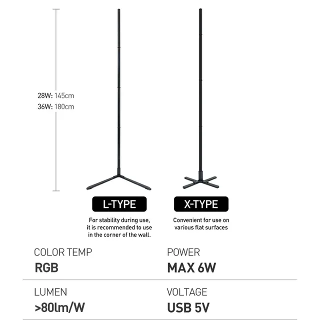 Lampadaire intelligent LED USB RGBIC – vue 6