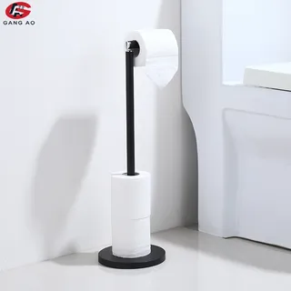 Porte papier hygiénique autoportant métal noir mat base ronde tige…