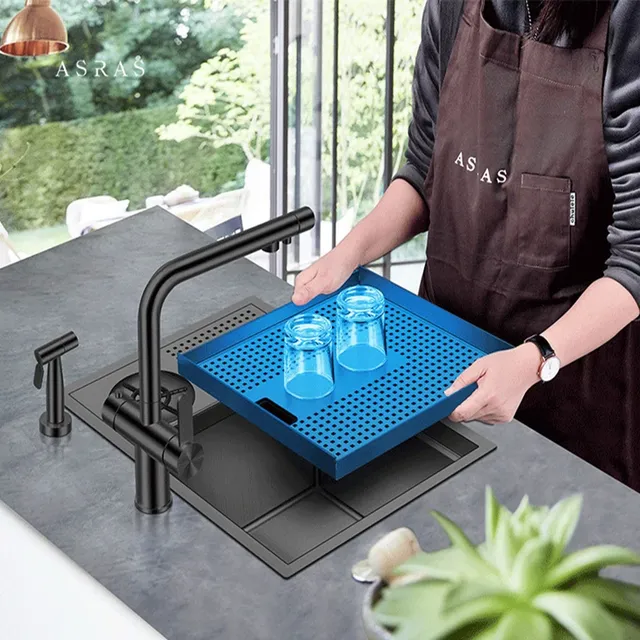 ASRAS 304 évier de cuisine multifonctionnel en acier… – vue 4