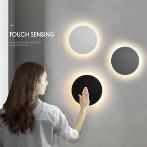 Applique murale ronde avec interrupteur tactile, éclairage LED, capteur de porche, intérieur moderne, style minimaliste, chambre à coucher, table de chevet, escalier, entrée