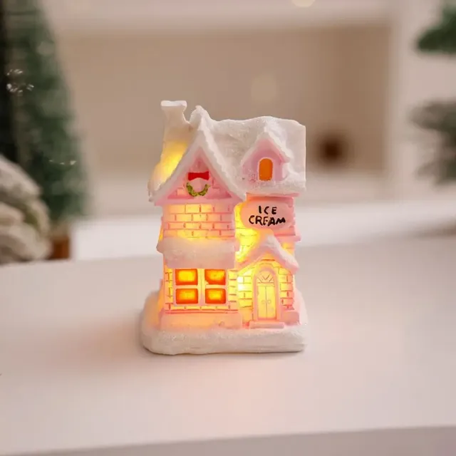 Petite maison de noël en résine scintillante – vue 3