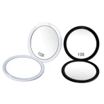 Miroir de maquillage de voyage Portable Double face miroir grossissant 10x maquillage pliant rond Mini miroir de beauté de poche rond