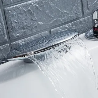 Mitigeur cascade bec plat large chromé poli laiton massif cartouche…